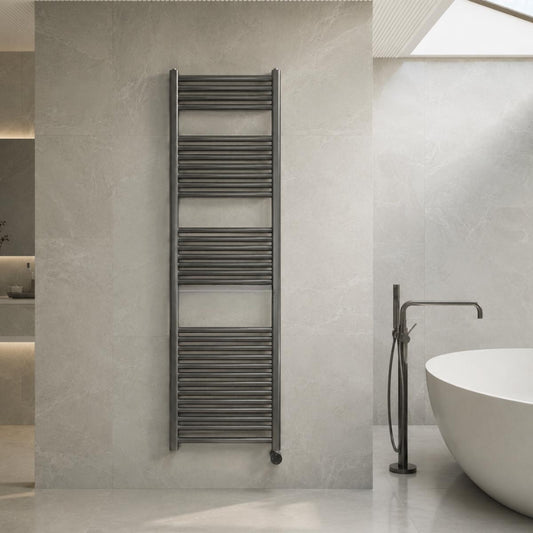 Electric Heated Towel Rail Radiator 1600mm x 500mm - Brushed Black 1200
