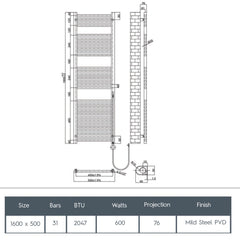 Electric towel warmer - Technical drawing