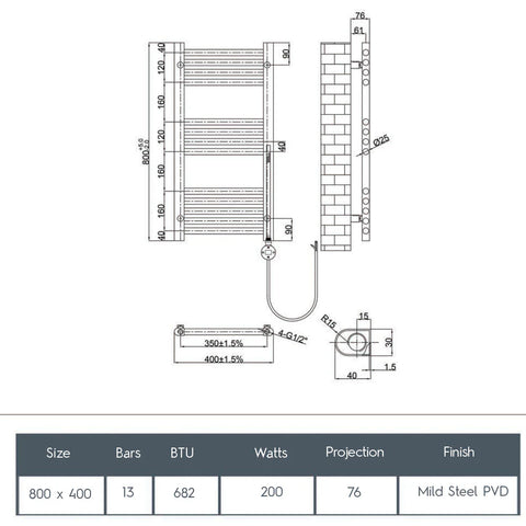 Electric towel warmer - Technical drawing