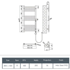 Electric towel warmer - Technical drawing