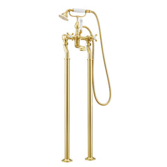 Gold feestanding bath shower mixer with shower kit 