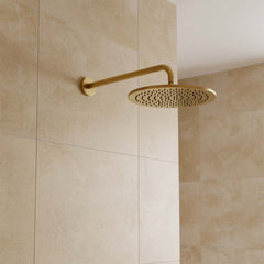 Fixed Shower Head 200mm & Wall Mounted Shower Arm 400mm - Brushed Brass