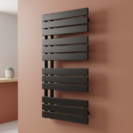  Flat Panel Towel Radiator 1080 X 550 - Matt Black