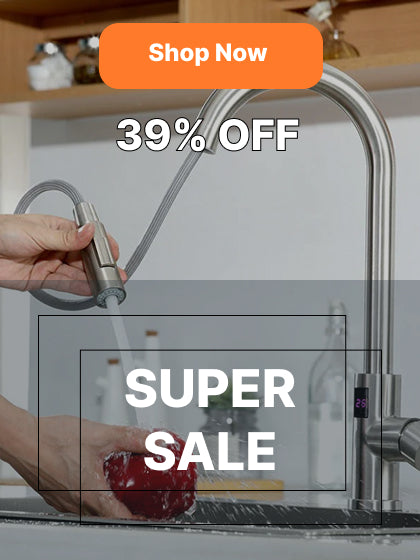 modern kitchen tap sale banner
