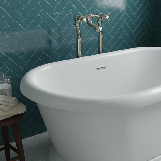 Freestanding bath tap with crosshead handles - brushed nickel  1200