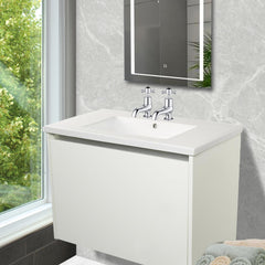 Chrome deck-mounted bath pillar tap