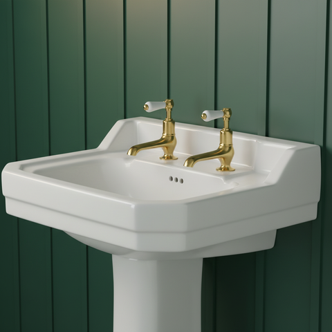 Gold traditional basin pillar tap - pair
