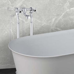 Polished chrome floor-mounted bath filler tap 