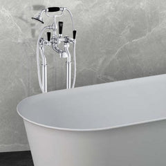 Floor-mounted chrome bath shower mixer kit - Tapron