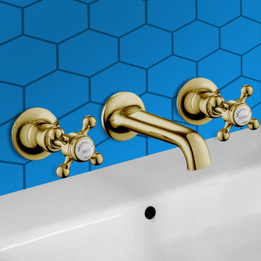 Gold-Basin-Taps-with-Wall-Mounted