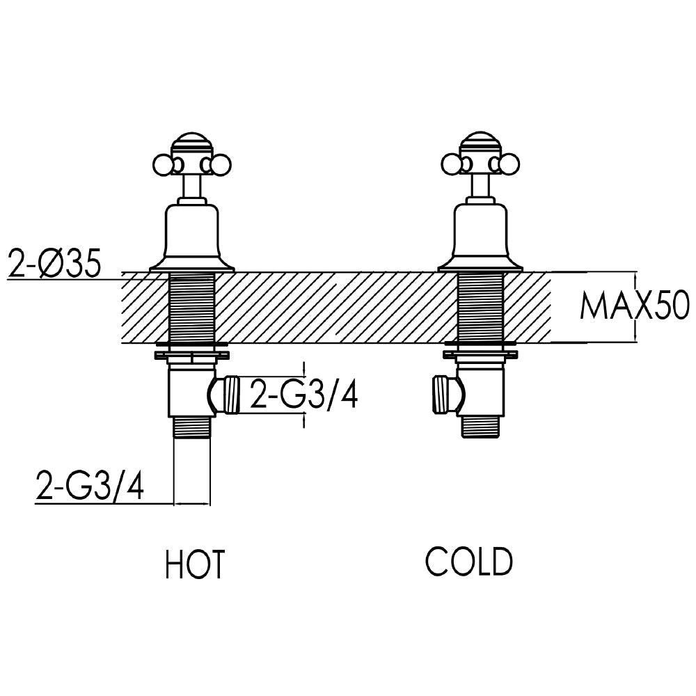 Gold Cross Panel Valve technical drawings - Tapron