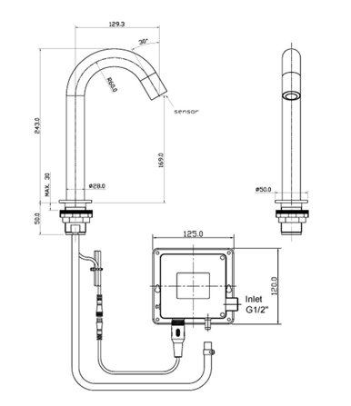 Gold Deck Mounted Sensor Tap