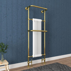 Traditional  Gold Towel Radiator with Two Overhanging Rails