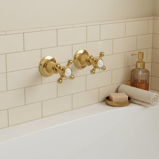 Gold Cross Bath Valves - Wall Mounted 1200