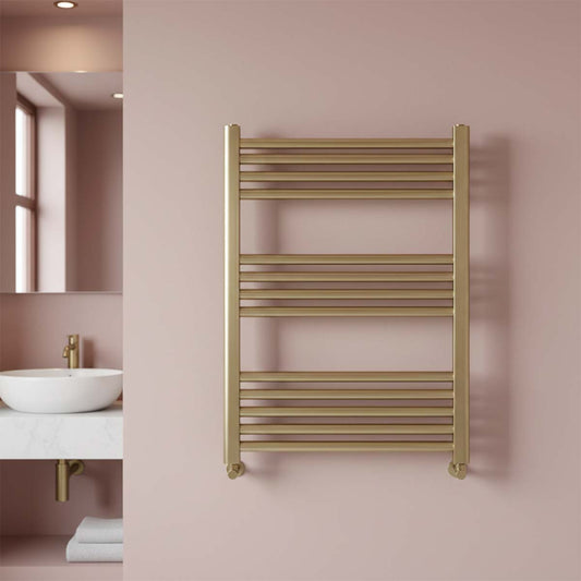 Gold Heated Towel Rail 800 x 600 dual fuel - Ireland 