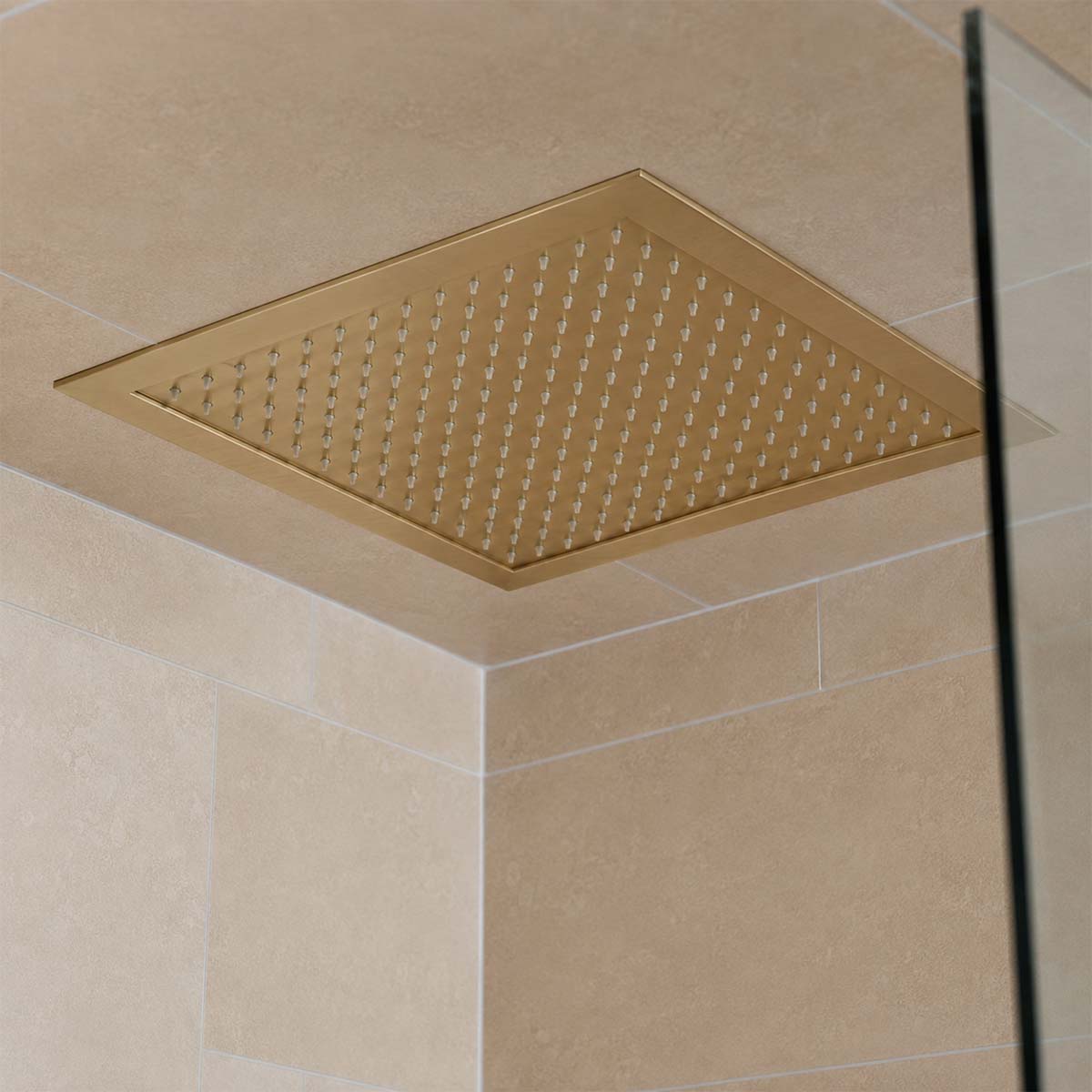 Gold Square 400mm Ceiling Mounted Overhead Shower Head
