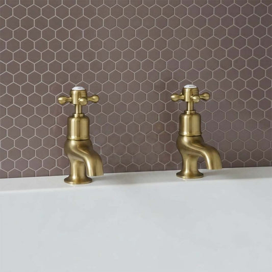 Gold crosshead pillar bath tap 1200