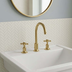 Gold traditional 3-hole basin tap in Ireland