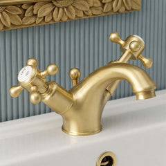Gold traditional bathroom sink tap with pop-up waste - Ireland 
