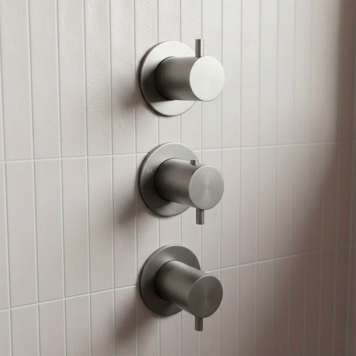 Gunmetal Concealed Thermostatic 3 Handles 2 Outlet Shower Valve - Ireland