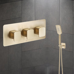 HIX 3 Outlet Gold Concealed Thermostatic Shower Valve, MP 0.5