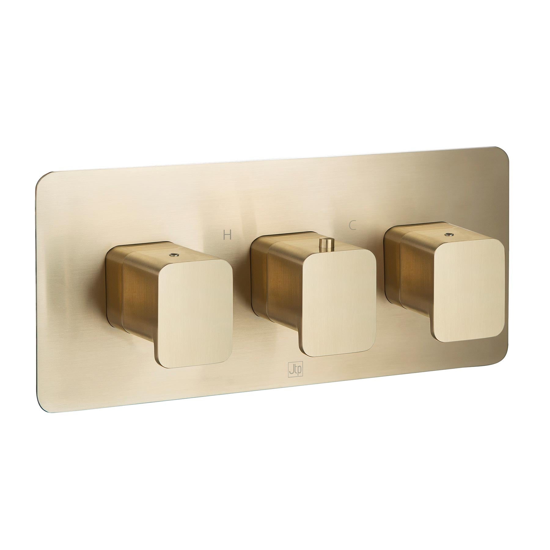 HIX Thermostatic Concealed 2 outlet Shower Valve Brushed Gold Horizontal 