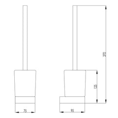 Square toilet Brush Holder  -  Technical drawing