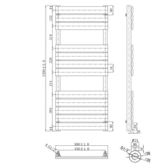 Black towel radiator  technical drawing