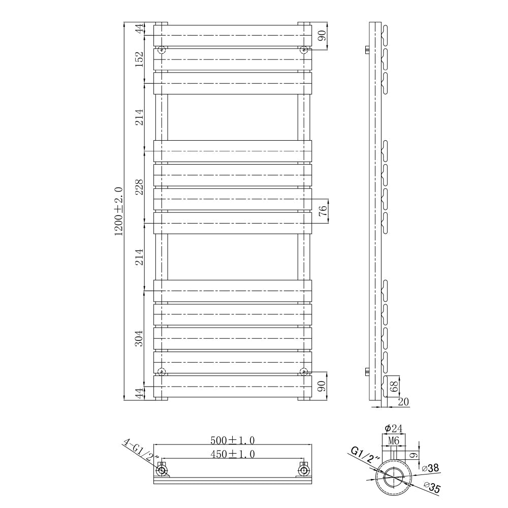 Towel Radiator Technical Drawing