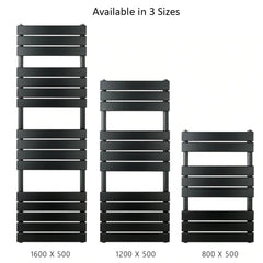 Black heated towel rail
