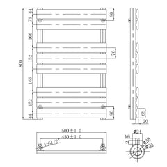 Technical Drawing Towel Rail Radiator Black Brushed