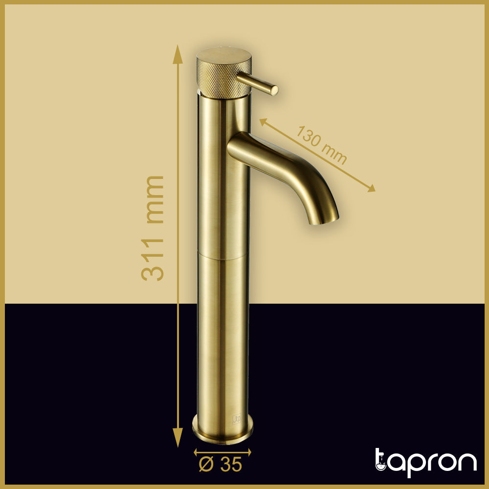 Gold Tall Basin Mixer Tap - Tapron