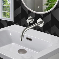 Steel bathroom sink tap