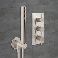 Inox Brushed Stainless Steel Concealed Thermostatic 2 Outlets Shower Valve - Vertical