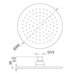 Round shower head - Technical Drawing