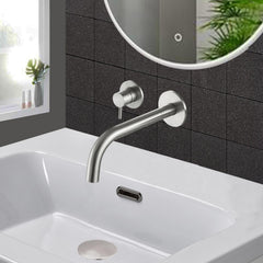 Wall-mounted stainless steel basin tap