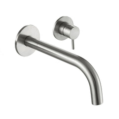 Inox Brushed Stainless Steel Single Lever Wall Mounted Basin Tap
