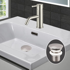 Inox brushed steel slotted basin clicker waste