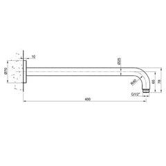 Round Wall Shower Arm - Technical Drawing