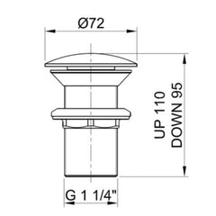 Steel unslotted basin waste - Technical drawing