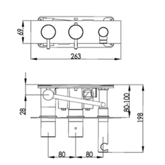 Thermostatic Bath Shower Mixer - Technical drawing