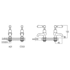 Bath Pillar Taps - Chrome