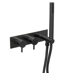 VOS 2 Outlet Thermostatic Concealed Shower Valve with Shower Handset & Designer Handle Matt Black-Tapron