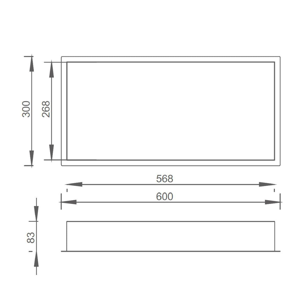 Matt Black Shower Niche 600x300 Technical Drawing