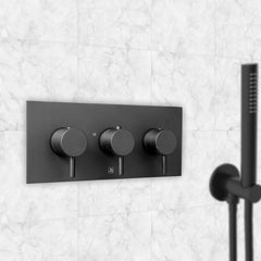 3 Outlet Thermostatic Concealed Shower Valve - Matt Black