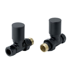 VOS Straight Radiator Valve Pair with Matt Black Finish