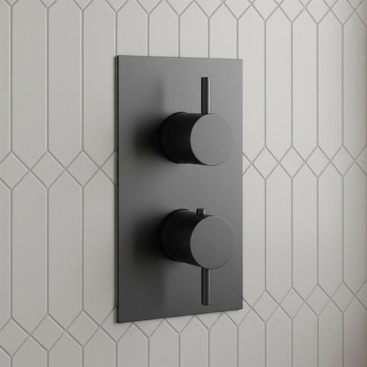 Matt Black 1 Outlet Thermostatic Concealed Shower Valve 1200