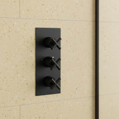 Matt Black 3 Outlets 3 Cross Handles Concealed Shower Valve 