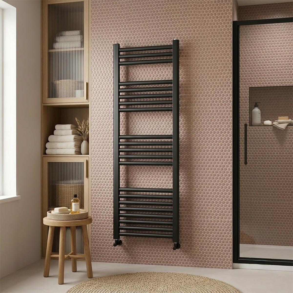 Matt Black Heated Towel Rail Ireland - 1200mm X 600mm