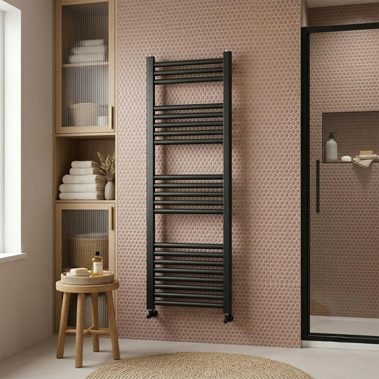 Matt Black Heated Towel Rail Ireland - 1200mm X 600mm 1200